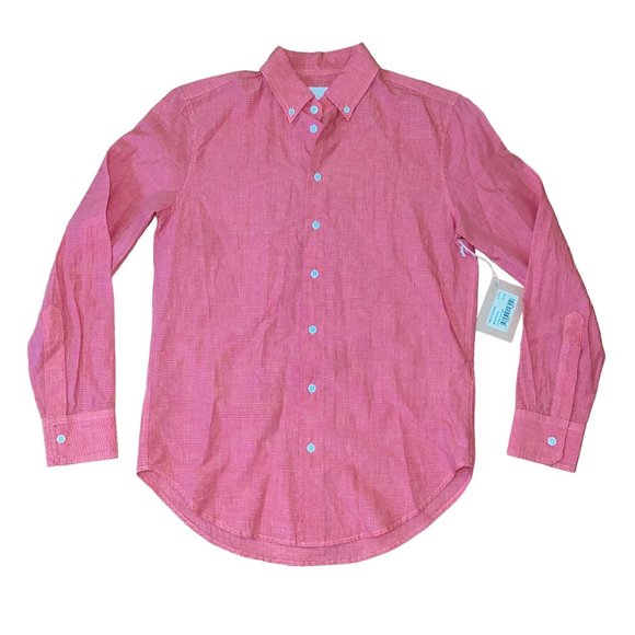 Band of Outsiders Button Down Dress Shirt True Red Size XS Mens Boyfriend Check